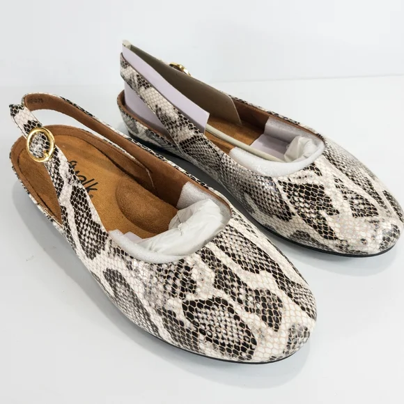 Softwalk Sandy Flat Black and White Snake -7.5 WW - Picture 6 of 9